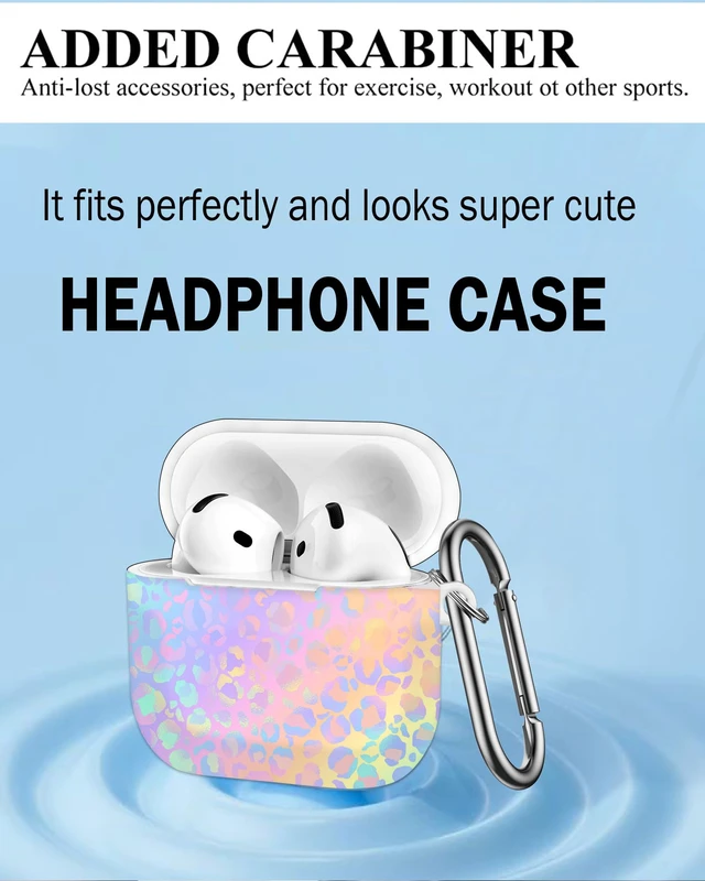Alt view image 2 of 7 - Case Compatible with AirPod 4th Generation 2024,Shockproof Protective Case Cover with Keychain for Women Men,Wireless Accessorie Charging Cases for Airpod 4th - Gradient Leopard