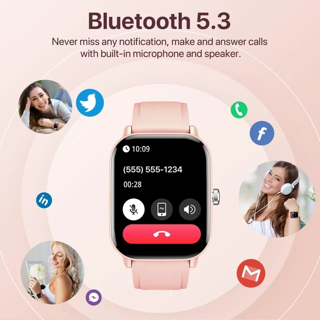Alt view image 2 of 7 - Smart Watch for Women, 2.01'' Smartwatch with Bluetooth Call, 100+Sport Modes, Sleep Monitoring, IP67 Waterproof, Camera & Music Control for iPhone Android, Fitness Watch with Pedometer