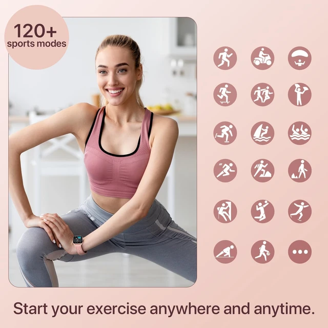 Alt view image 5 of 7 - Smart Watch for Women, 2.01'' Smartwatch with Bluetooth Call, 100+Sport Modes, Sleep Monitoring, IP67 Waterproof, Camera & Music Control for iPhone Android, Fitness Watch with Pedometer