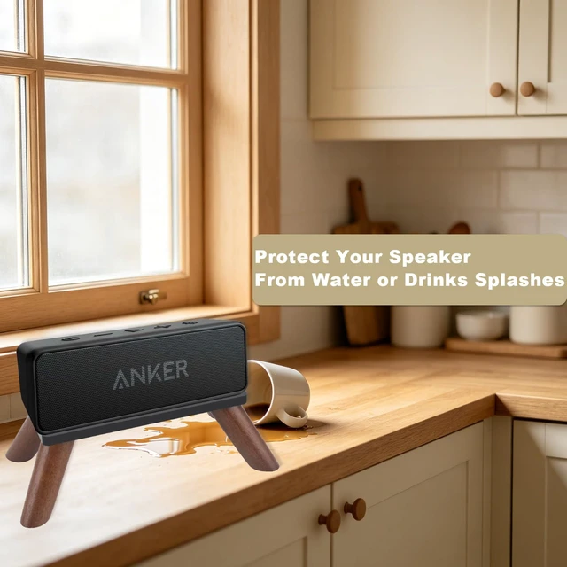 Alt view image 6 of 7 - Speaker Stand Compatible with Anker Soundcore 1/2/3 and Marshall Emberton/Emberton II/Emberton III Portable Speaker-Walnut