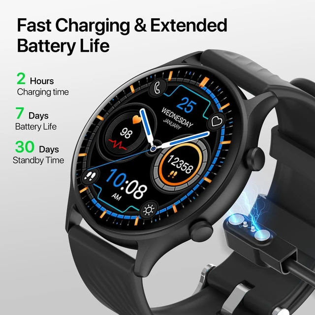 Alt view image 5 of 7 - 1.39" Smart Watch for Men Women, IP67 Waterproof Fitness Tracker Compatible for Android and iPhone, Smartwatch with 120+ Sport Modes, Health Tracking, Reloj Inteligente Round - Deep Black