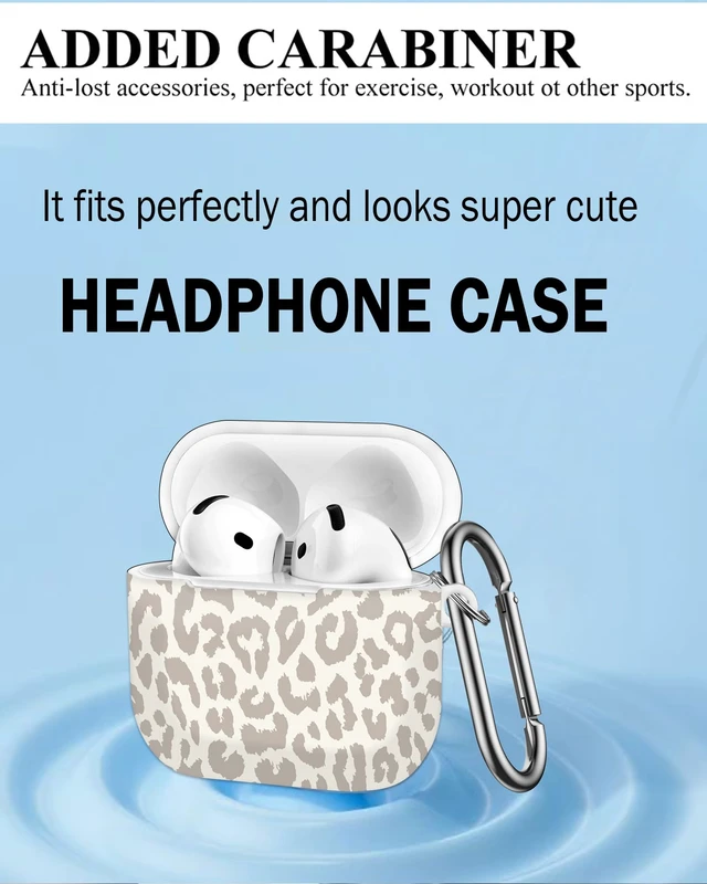 Alt view image 2 of 7 - Case Compatible with AirPod 4th Generation 2024,Shockproof Protective Case Cover with Keychain for Women Men,Wireless Accessorie Charging Cases for Airpod 4th - Beige Leopard