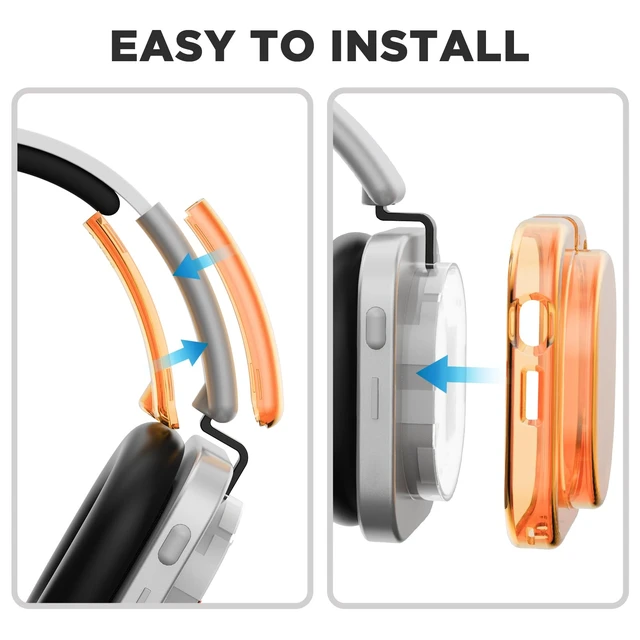 Alt view image 7 of 7 - for Nothing Headphone (1) Shell Cover Protector, TPU Ear Cup Cover and PC Headband Compatible with Nothing Headphone (1),Anti-Scratch Ear Cap Headband Protective Accessories (Clear Orange)