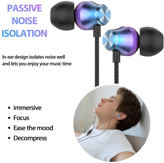 Alt view image 4 of 7 - Wired Earbuds 3.5mm Jack with Mic for Laptop PC Chromebook, Blue Wired Headphones Plug in Corded Earphones Wired for Samsung Galaxy A25 A15 A32 A52 A03s for Surface/Fire School Travel