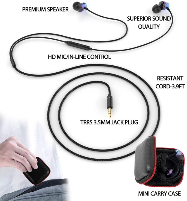 Alt view image 7 of 7 - Wired Earbuds 3.5mm Jack with Mic for Laptop PC Chromebook, Blue Wired Headphones Plug in Corded Earphones Wired for Samsung Galaxy A25 A15 A32 A52 A03s for Surface/Fire School Travel