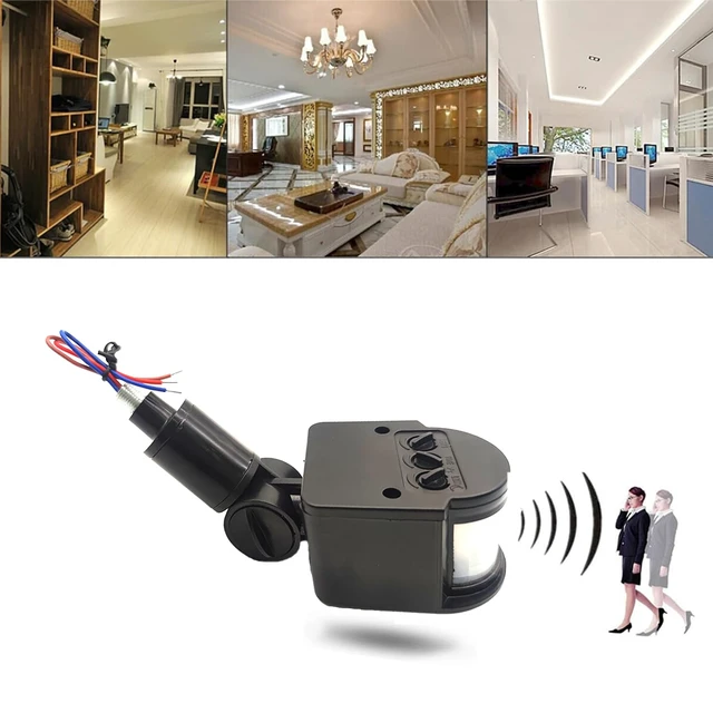 Alt view image 2 of 6 - PIR Motion Detector, Motion Sensor Replacement, AC110-220V, Waterproof Outdoor,Human Body Sensor for LED Light, Auto Dusk to Dawn Inductor Switch (Black)