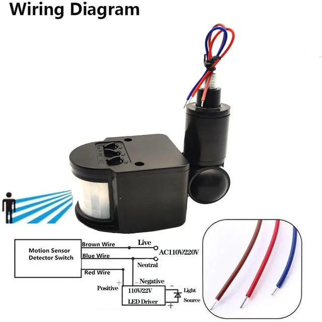 Alt view image 4 of 6 - PIR Motion Detector, Motion Sensor Replacement, AC110-220V, Waterproof Outdoor,Human Body Sensor for LED Light, Auto Dusk to Dawn Inductor Switch (Black)