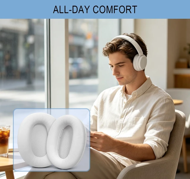 Alt view image 4 of 7 - GVOEARS Ear Pads for Sony WH-XB900N / WH-CH710N / WH-CH720N - White