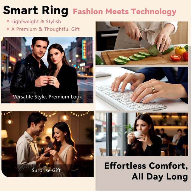Alt view image 5 of 7 - Smart Ring for Women & Men, Fitness & Sleep Tracker, Size 8, Gold No Subscription Fees, 24/7 Activity Tracking, Sleep Monitoring, Women's Health, IP68 Waterproof