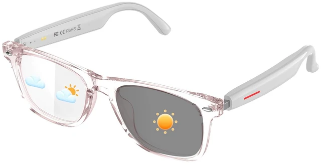 Main image of Smart Bluetooth Glasses with Auto On/Off, Photochromic Lenses & Audio, Pink Touch Control, Hands-Free Calls, Open-Ear Audio, Lightweight Design, Bluetooth Glasses for Travel, Work & Daily Wear