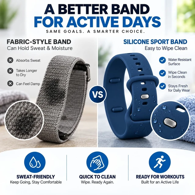 Alt view image 4 of 7 - Silicone Band Compatible with Hume Band 2.0, Soft Sweat-Resistant Sport Replacement Wristband, Adjustable Strap for Hume 2.0 Fitness Tracker, Workout Sleep Everyday Wear for Women Men, Navy Blue