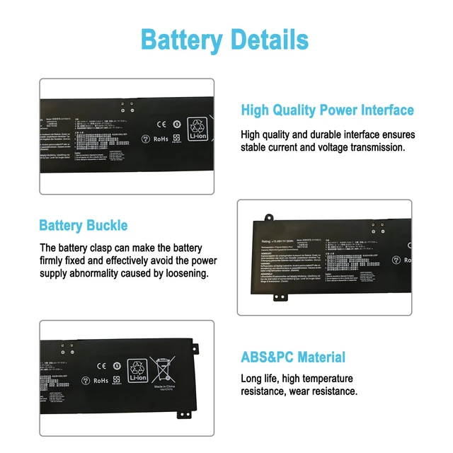 Alt view image 4 of 5 - 56Wh C41N2010 Laptop Battery Replacement for Asus Rog Strix G15 G513IC G513IH G513QC G513QE G17 G713QE Series Notebook 15.48V 3620mAh
