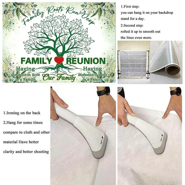 Alt view image 7 of 7 - Family Reunion Backdrop 8x6FT Green Our Family Tree Reunion Decorations Photography Background Welcome Family Gathering Party Supplies Photo Props