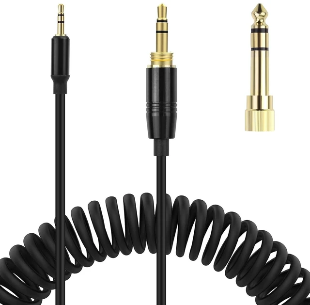 Main image of QC45 Coiled Audio Cable,Replacement Audio Cable Cord Compatible with Bose QC45/QC35/QC35 II/NC700 Headphones,2.5mm to 3.5mm(1/8") Extension Wire with 6.35mm(1/4") 6-16ft (Black)