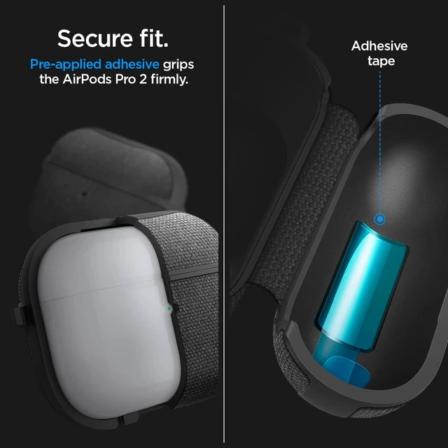 Alt view image 7 of 7 - Urban Fit Designed for AirPods Pro 2 Case (2022/2023) Premium Fabric, Carabiner Included, Wireless Charging Compatible - Black
