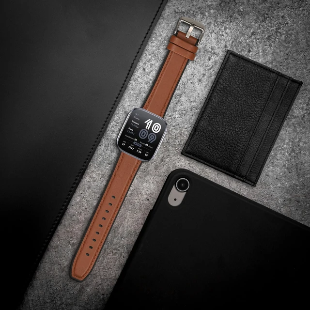 Alt view image 2 of 7 - Strap Compatible with 22mm Amazfit Bip 6 / Bip 5 / GTS 3 / Balance 2 Strap - Silicone and Leather Sport Wristband