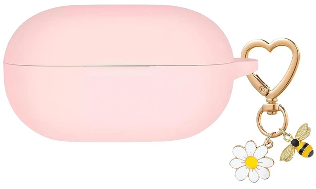 Main image of for Beats Solo Buds Case Cover with Cute Bee Daisy Flower Charm Keychain,Soft Silicone Skin Cover Shockproof Protective Case Accessories for Beats Solo Charging Case for Women Men Pink