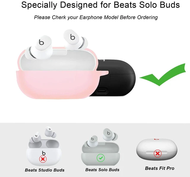 Alt view image 2 of 7 - for Beats Solo Buds Case Cover with Cute Bee Daisy Flower Charm Keychain,Soft Silicone Skin Cover Shockproof Protective Case Accessories for Beats Solo Charging Case for Women Men Pink