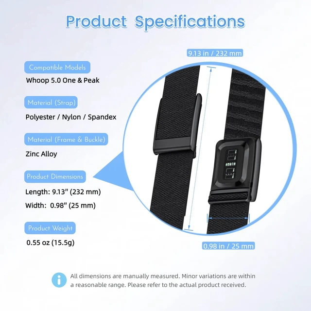 Alt view image 6 of 7 - Nylon Wristband Compatible with Whoop 5.0 One/Peak Breathable, Adjustable, Soft & Lightweight
