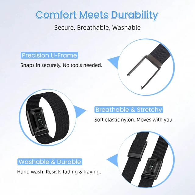 Alt view image 3 of 7 - Nylon Wristband Compatible with Whoop 5.0 One/Peak Breathable, Adjustable, Soft & Lightweight