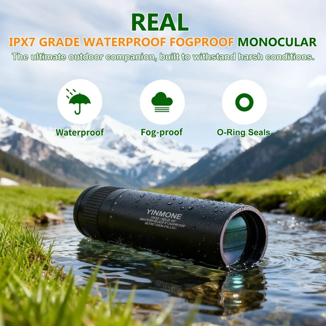 Alt view image 5 of 7 - 7x32 Monocular Telescope for Adults Metal Body IPX7 Waterproof BAK4 FMC Compact Pocket Monocular Bird Watching Hunting Hiking Camping Travel Low Light Vision Heavy Duty Small Gift For Men