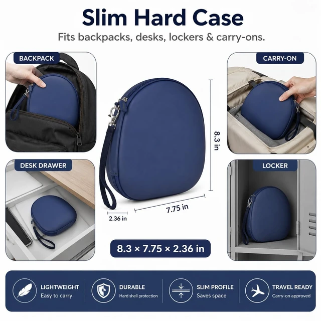 Alt view image 3 of 5 - Headphone Case for JBL Tune 770NC/720BT & Live 770NC/780NC, Blue Hard Shell Headset Case with Accessory Pocket for JBL Wireless Headphones, Commuting and Travel, Box Only