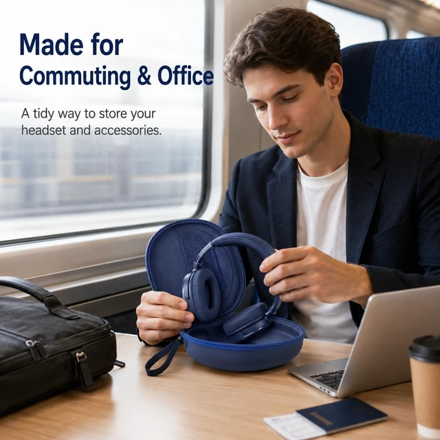 Alt view image 5 of 5 - Headphone Case for JBL Tune 770NC/720BT & Live 770NC/780NC, Blue Hard Shell Headset Case with Accessory Pocket for JBL Wireless Headphones, Commuting and Travel, Box Only