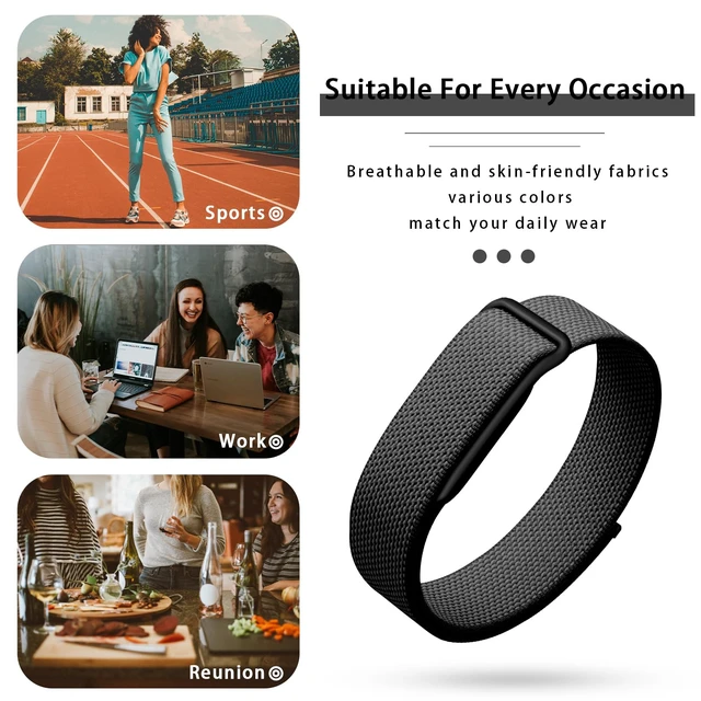 Alt view image 6 of 7 - Nylon Band for Google for Fitbit Air, Breathable Sport Replacement Straps Soft Adjustable Solo Loop Nylon Wristband