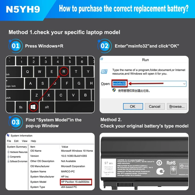 Alt view image 3 of 7 - 97Wh N5YH9 Laptop Battery Compatible with Dell Latitude E5440 E5540 Series 11.1V VVONF 0M7T5F 0K8HC 1N9C0 7W6K0 VV0NF F49WX NVWGM CXF66 WGCW6