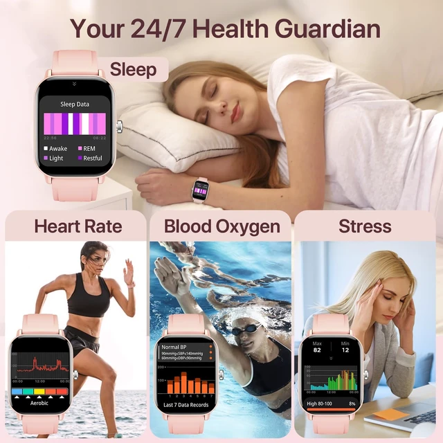 Alt view image 3 of 7 - Smart Watch for Women, 2.01'' Smartwatch with Bluetooth Call, 100+Sport Modes, Sleep Monitoring, IP67 Waterproof, Camera & Music Control for iPhone Android, Fitness Watch with Pedometer