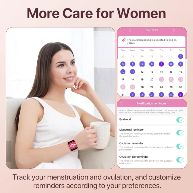 Alt view image 7 of 7 - Smart Watch for Women, 2.01'' Smartwatch with Bluetooth Call, 100+Sport Modes, Sleep Monitoring, IP67 Waterproof, Camera & Music Control for iPhone Android, Fitness Watch with Pedometer