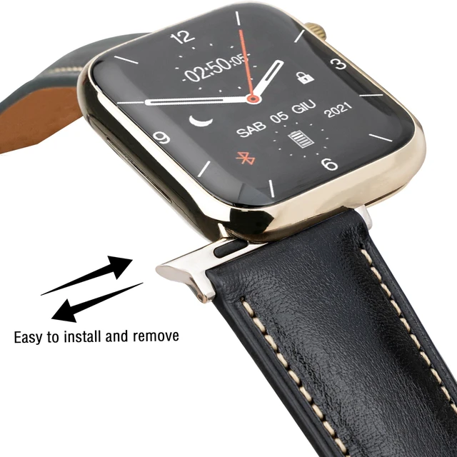 Alt view image 7 of 7 - Leather Bands Compatible with Apple Watch Band 42mm 44mm 45mm 49mm Ultra, Replacement Band Leather Strap for Men iWatch Ultra 3/2/1 Series 9 8 7 6 5 4
