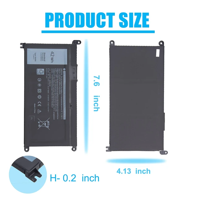 Alt view image 7 of 7 - 42Wh YRDD6 Battery for Dell Inspiron 15 3000 5000 3582 3583 35845584 5593 for 3501 3593 5594 5598 5585, Inspiron 14 5481 5482 5485 3493 5491 5493 Latitude 3310 Vostro 5590 2-in-1