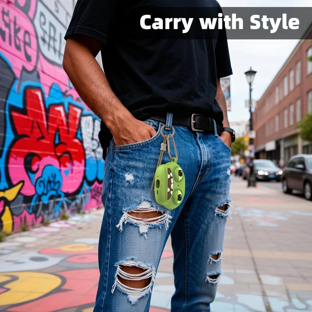 Alt view image 6 of 7 - for AirPods Pro 3 Case, Funny 3D Cartoon Ugly Protective Soft Silicone Case Cover with Keychain & Lanyard (Green)