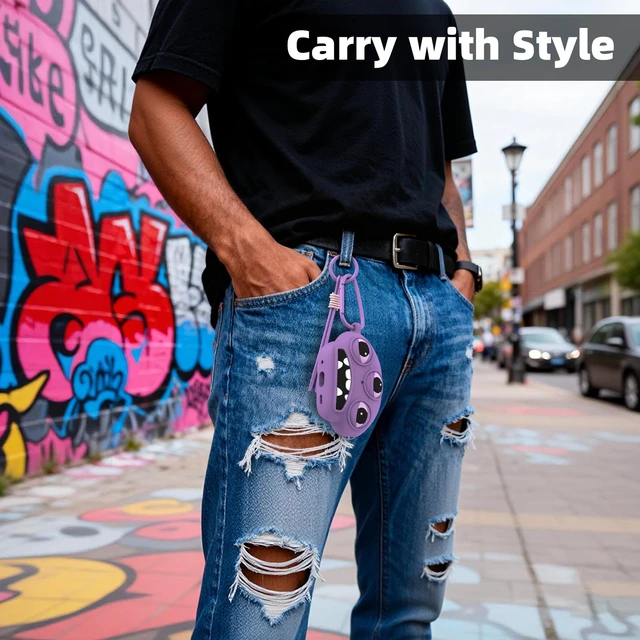 Alt view image 6 of 7 - for AirPods Pro 3 Case, Funny 3D Cartoon Ugly Protective Soft Silicone Case Cover with Keychain & Lanyard (Purple)