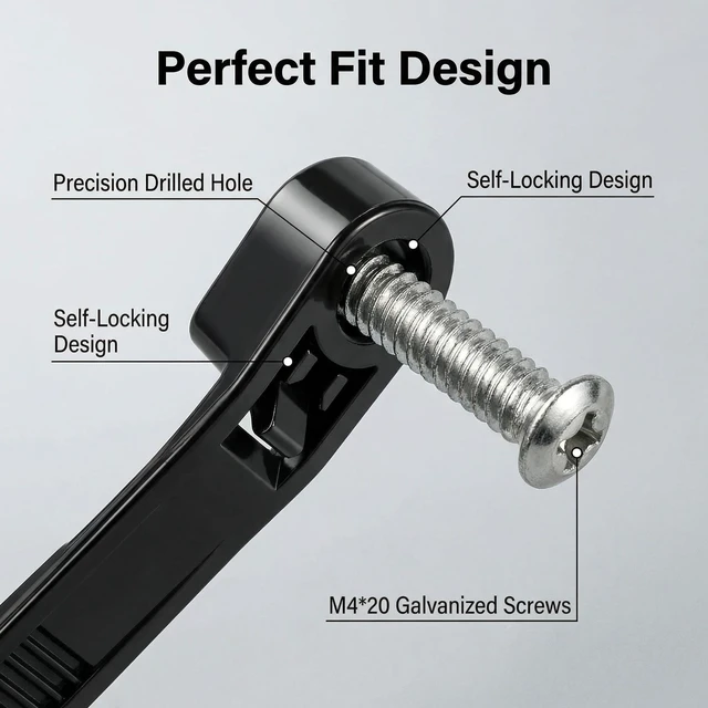 Alt view image 5 of 7 - Black Zip Ties with Screw Mounting Hole, Cable Ties for Wire Management and Organization (200, 8" ZIP TIES ONLY)