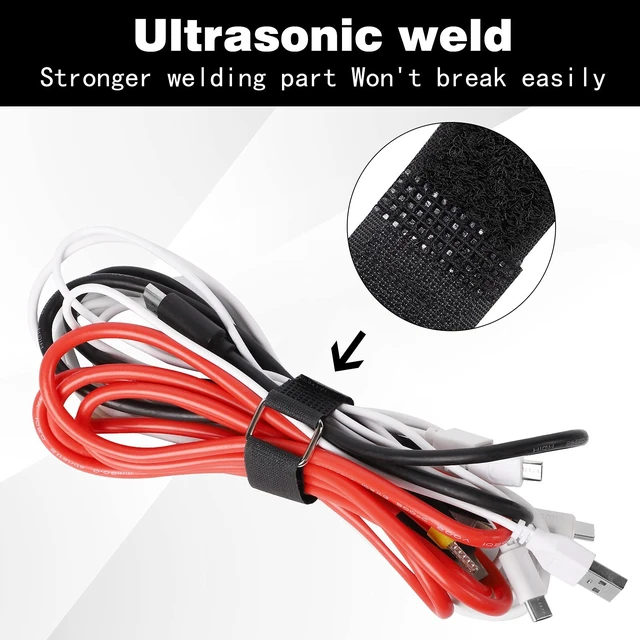 Alt view image 4 of 7 - 35 Pack Cable Straps,8"-12"-18"-24"-30" Reusable Cable Ties, Hook and Loop with Metal Buckle, Fastening Securing for Cord Organizer Wire Management