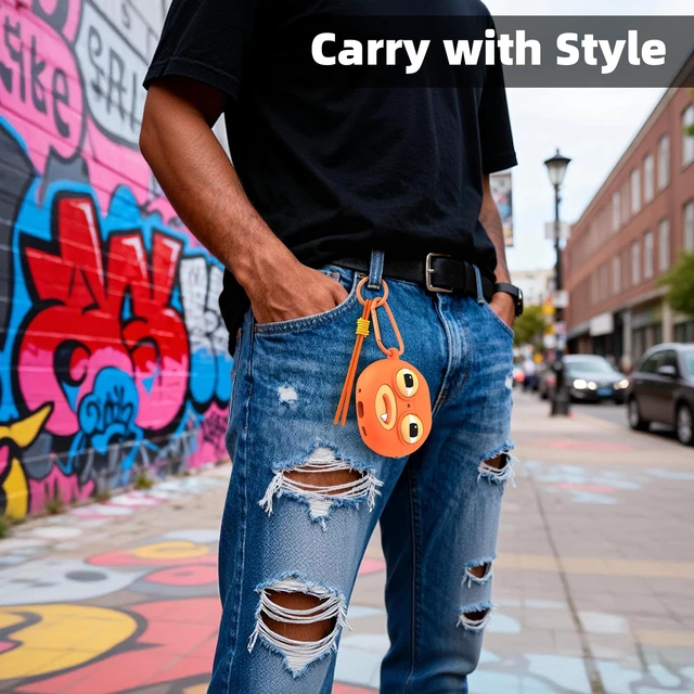 Alt view image 6 of 7 - for AirPods Pro 3 Case, Funny 3D Cartoon Ugly Protective Soft Silicone Case Cover with Keychain & Lanyard (Orange)