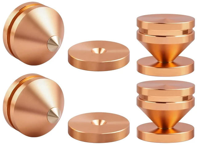 Main image of HiFi Audio Isolation Feet 4-Pack Gold 23x20mm Aluminum Alloy & Gold-plated Copper, Turntable Isolation Pads with Adhesives for Speakers, Subwoofers, Amplifier, Audio