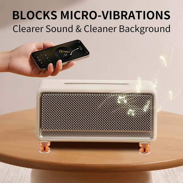 Alt view image 6 of 7 - HiFi Audio Isolation Feet 4-Pack Gold 23x20mm Aluminum Alloy & Gold-plated Copper, Turntable Isolation Pads with Adhesives for Speakers, Subwoofers, Amplifier, Audio