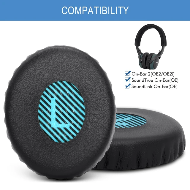 Alt view image 2 of 7 - Ear Pads Cushions Replacement for Bose On-Ear 2 Headphones,Earpads for Bose OE2/OE2i/SoundTrue On-Ear/SoundLink, Earpads with High Dense Noise Isolation Foam,Protein Leather,Black&Blue