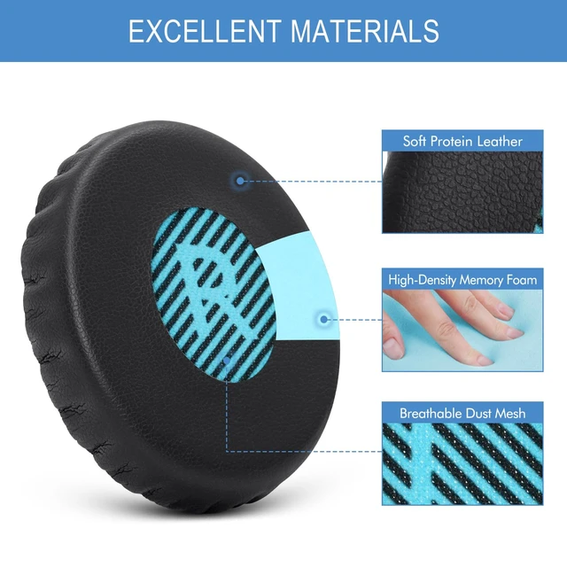 Alt view image 3 of 7 - Ear Pads Cushions Replacement for Bose On-Ear 2 Headphones,Earpads for Bose OE2/OE2i/SoundTrue On-Ear/SoundLink, Earpads with High Dense Noise Isolation Foam,Protein Leather,Black&Blue