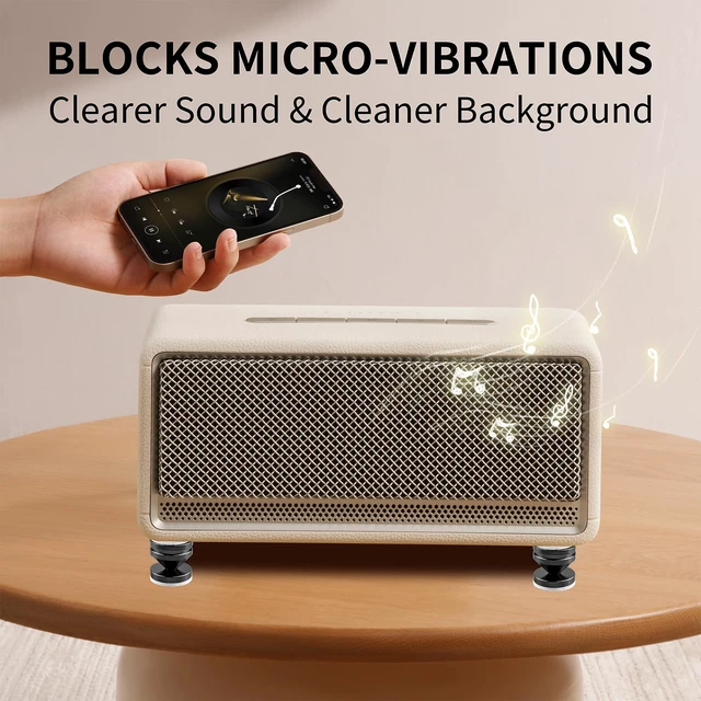 Alt view image 6 of 7 - HiFi Audio Isolation Feet 4-Pack Black 23x20mm Aluminum Alloy & Gold-plated Copper, Turntable Isolation Pads with Adhesives for Speakers, Subwoofers, Amplifier, Audio