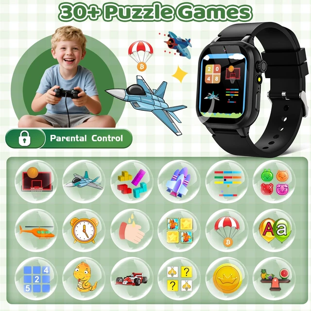 Alt view image 3 of 7 - Kids Game Smart Watch 1.54" HD Touch Screen, 30+ Educational Games, Camera, Pedometer, Alarm, MP3 Player, Auidobook, Learn Card,Time Tools, Parental Control, Wrist Watches for Boys Girls Age 4-12