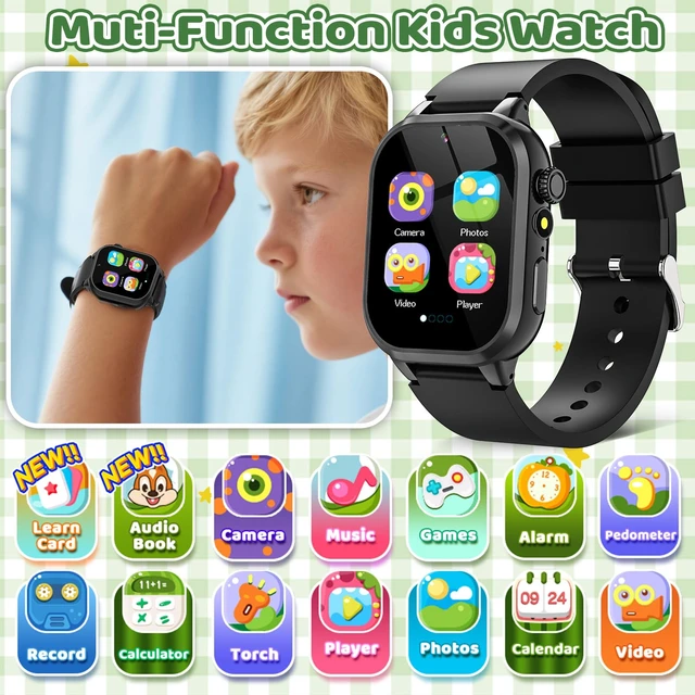 Alt view image 2 of 7 - Kids Game Smart Watch 1.54" HD Touch Screen, 30+ Educational Games, Camera, Pedometer, Alarm, MP3 Player, Auidobook, Learn Card,Time Tools, Parental Control, Wrist Watches for Boys Girls Age 4-12