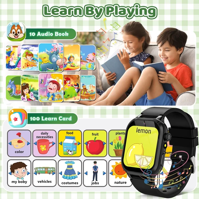 Alt view image 6 of 7 - Kids Game Smart Watch 1.54" HD Touch Screen, 30+ Educational Games, Camera, Pedometer, Alarm, MP3 Player, Auidobook, Learn Card,Time Tools, Parental Control, Wrist Watches for Boys Girls Age 4-12