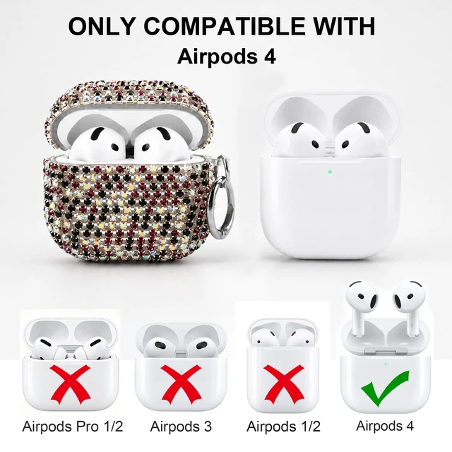 Alt view image 2 of 6 - Bling Case Compatible with AirPods 4th Generation (2024), Sparkling Diamond Case for AirPods 4 Case Bling Rhinestones for Women, Shockproof Protective Cute Cover with Keychain (Multicolor)