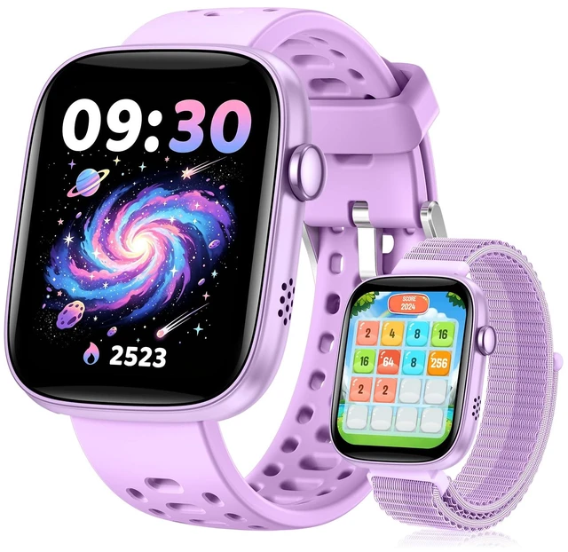 Main image of Smart Watch for Kids No Phone Need, Fitness Tracker Watch Puzzle Game 2Band Pedometer, Heart Rate, Sleep Monitor, 100+sprots modes IP68 Waterproof,Alarm Clock Gift for Boys Girls 5-16