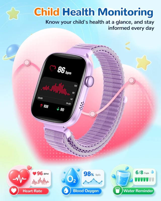 Alt view image 4 of 7 - Smart Watch for Kids No Phone Need, Fitness Tracker Watch Puzzle Game 2Band Pedometer, Heart Rate, Sleep Monitor, 100+sprots modes IP68 Waterproof,Alarm Clock Gift for Boys Girls 5-16