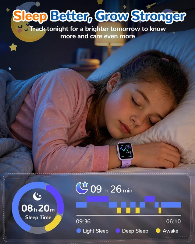 Alt view image 5 of 7 - Smart Watch for Kids No Phone Need, Fitness Tracker Watch Puzzle Game 2Band Pedometer, Heart Rate, Sleep Monitor, 100+sprots modes IP68 Waterproof,Alarm Clock Gift for Boys Girls 5-16